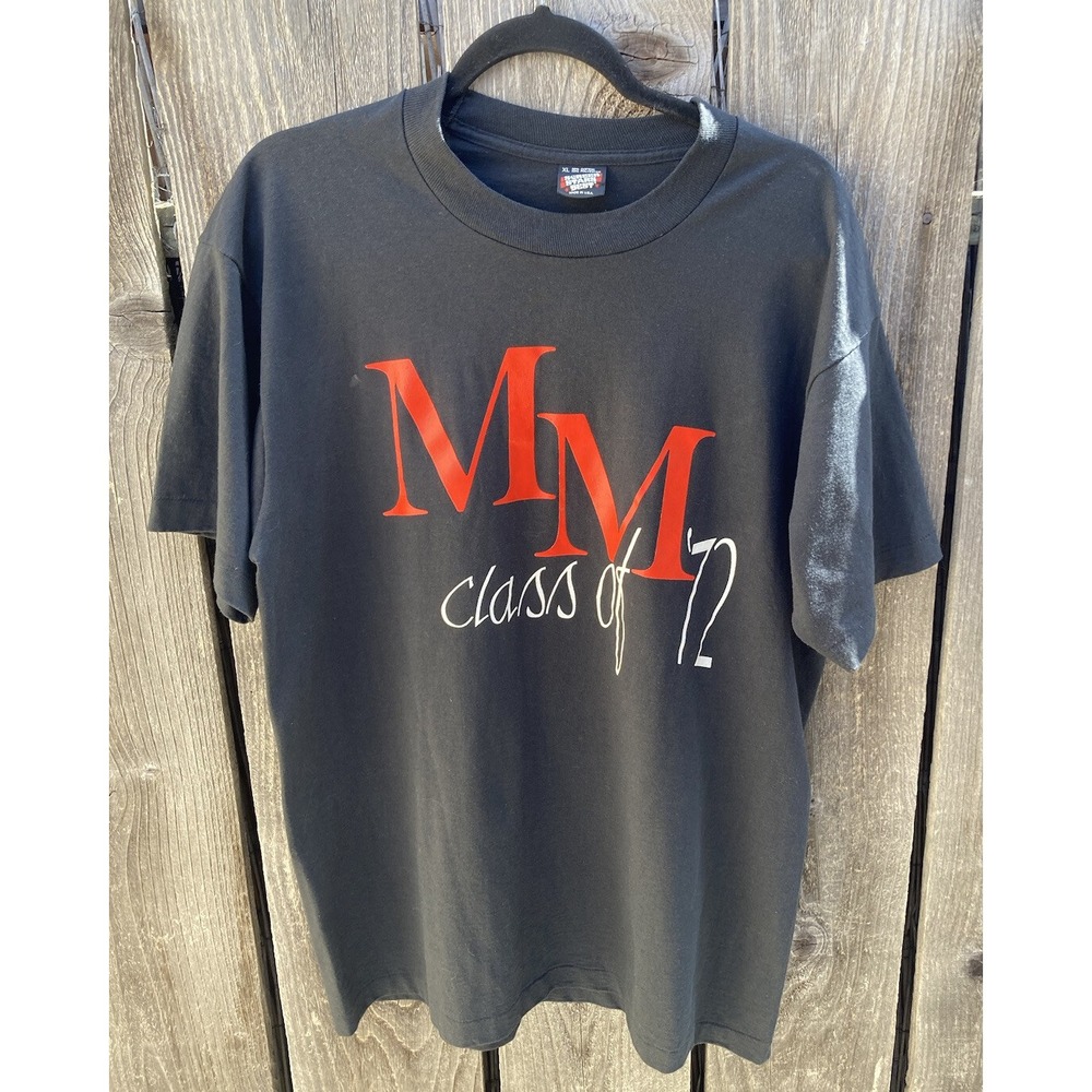 Men's Screen Stars T-Shirt Black Vintage Class of '72 XL Crew Cotton USA Single